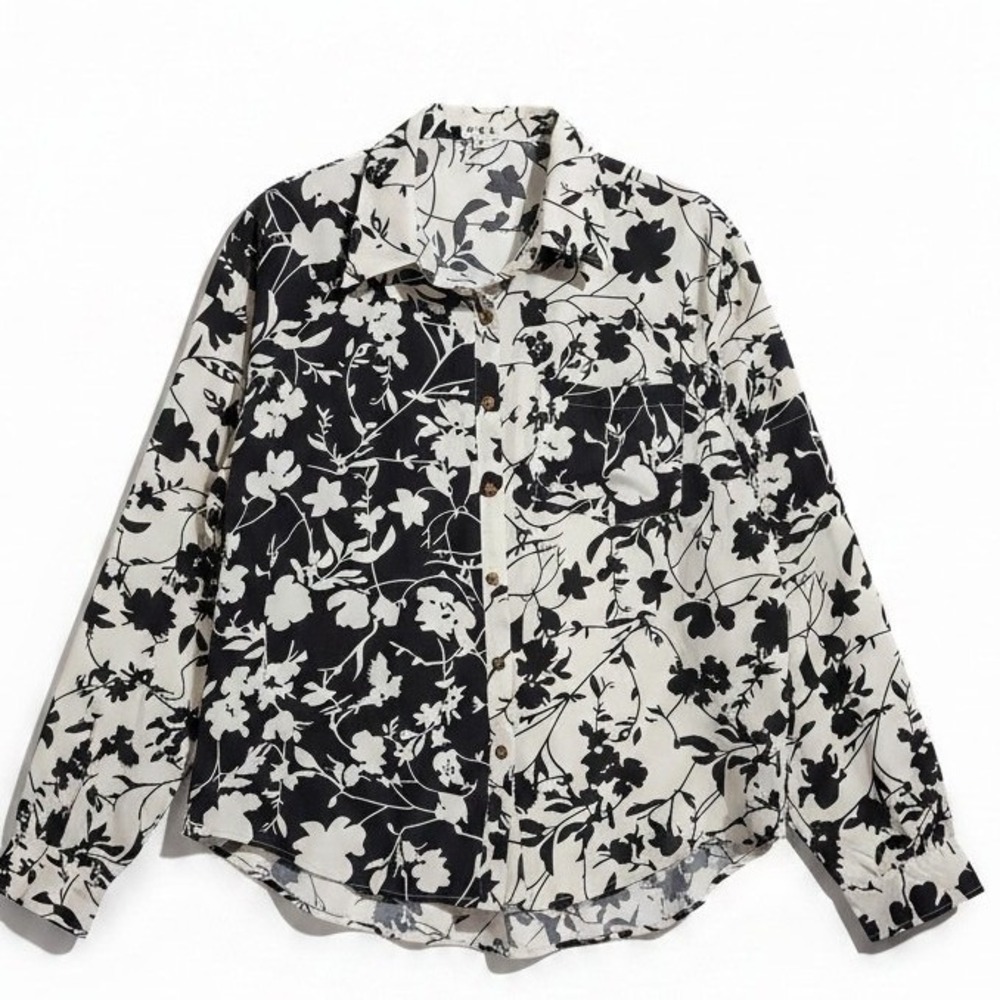POL Floral Womens size Medium Lightweight Casual Office Button Down Boho Top